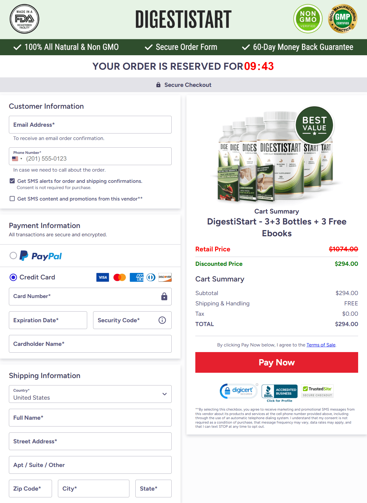 DigestiStart-Secure Checkout Page